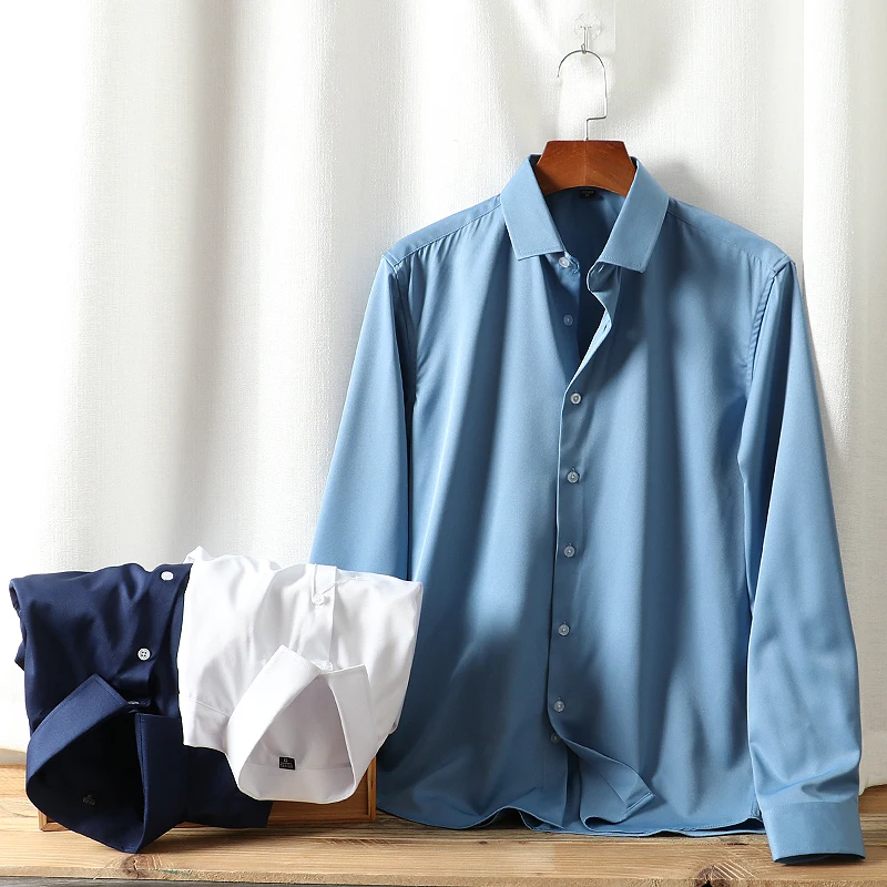 Smooth Anti-Wrinkle Qui-Dry Lyocell Fabric Men's Busin Casual Long Sve irt Faionable Color Stand Fit
Smooth Anti-Wrinkle Qui-Dry Lyocell Fabric Men's Busin Casual Long Sve irt Faionable Color Stand Fit