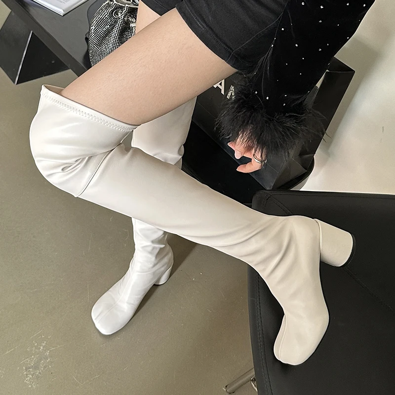 2023 new fashion chunky elastic boots simple temperament high boots solid color thin over knee boots female designer female pump
2023 new fashion chunky elastic boots simple temperament high boots solid color thin over knee boots female designer female pump