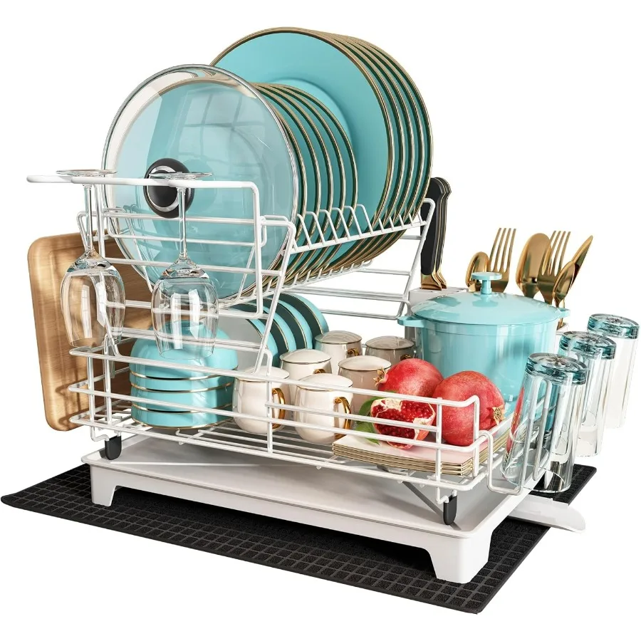 2-уровневая белая большая сушилка для посуды из нержавеющей стали для кухонной стойки со сливной панелью, нержавеющий металл, экономия места
2-уровневая белая большая сушилка для посуды из нержавеющей стали для кухонной стойки со сливной панелью, нержавеющий металл, экономия места