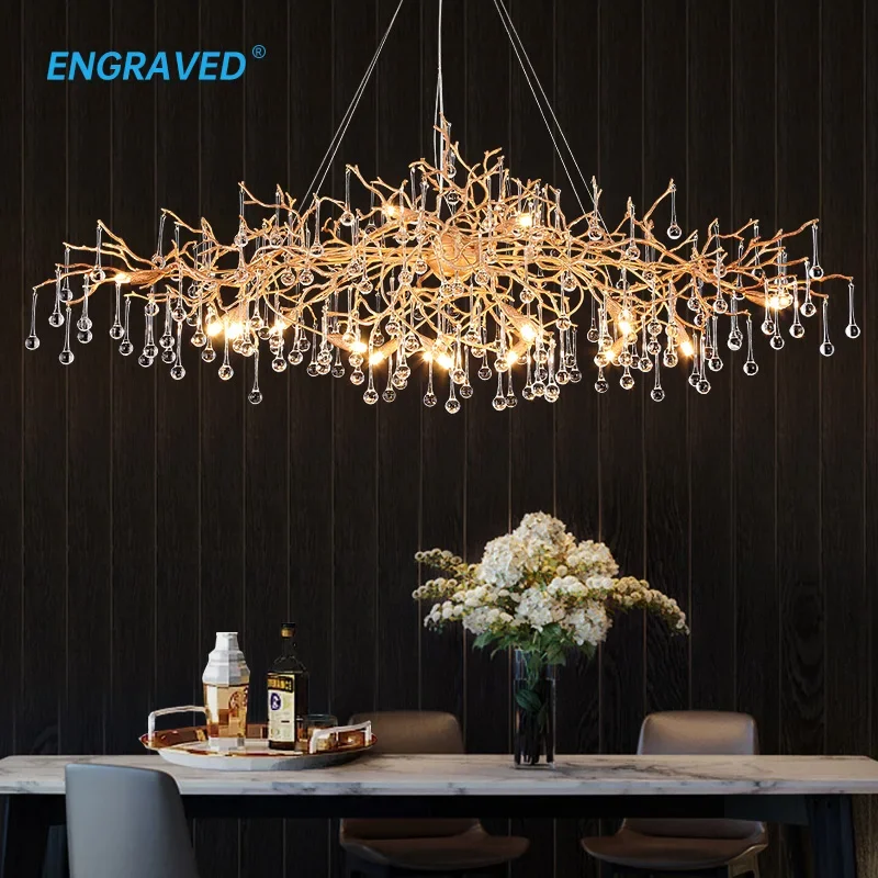 Modern Crystal Chandelier Linear Tree Branch Copper Lighting Fixture Vintage Hanging Lamp for Kitchen Island Dining Room
Modern Crystal Chandelier Linear Tree Branch Copper Lighting Fixture Vintage Hanging Lamp for Kitchen Island Dining Room