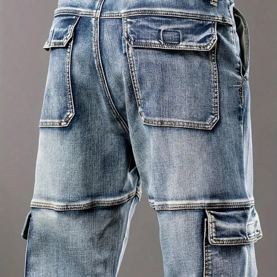 Mens Vintage Washed Stretch Denim Cargo Pants Loose Fit Straight Leg Streetwear Winter
Mens Vintage Washed Stretch Denim Cargo Pants Loose Fit Straight Leg Streetwear Winter