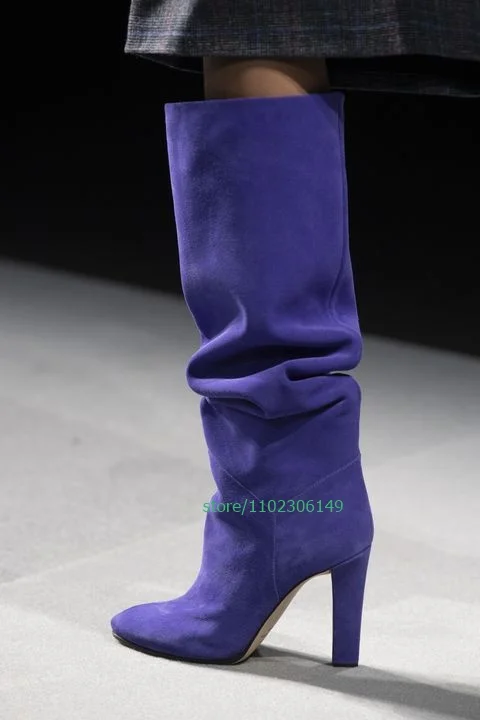 Lady Purple Suede Pleated Design Knee Boots Chunky Heel Winter Fall Dress Daily Boots Elegant Color High Heels Boots Size 35-46
Lady Purple Suede Pleated Design Knee Boots Chunky Heel Winter Fall Dress Daily Boots Elegant Color High Heels Boots Size 35-46