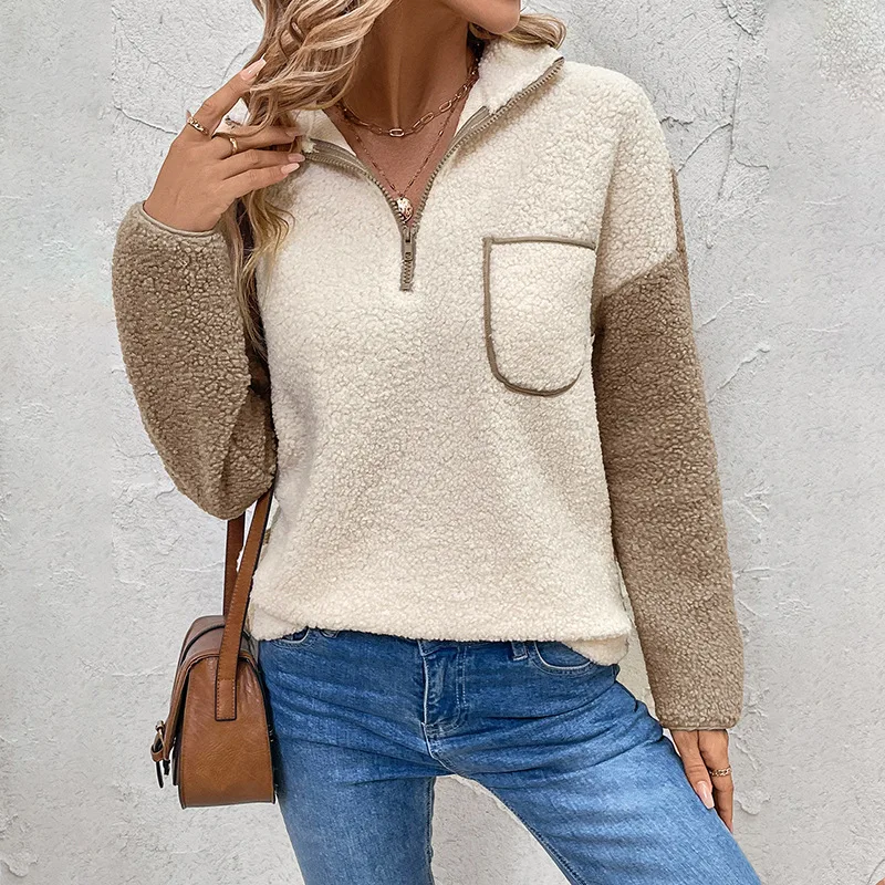 Autumn Fleece Sweatshirts Coats Casual Sweater Long-sleeved Stand-up Collar Zipper Contrasting Color Warm Fleece Pullover
Autumn Fleece Sweatshirts Coats Casual Sweater Long-sleeved Stand-up Collar Zipper Contrasting Color Warm Fleece Pullover