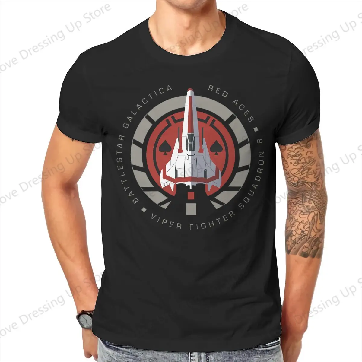 100% Cotton T-shirt Battlestar Galactica Men T Shirts Viper Squadron - Red Aces Summer Sweat Absorption Street Short Sleeve Top
100% Cotton T-shirt Battlestar Galactica Men T Shirts Viper Squadron - Red Aces Summer Sweat Absorption Street Short Sleeve Top