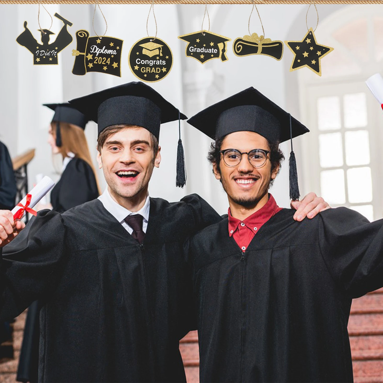 8 Pcs Party Decoration Cards Black Gold Graduation Sign College Hanging Ornaments Reusable Paper Pendant Classroom Holiday
8 Pcs Party Decoration Cards Black Gold Graduation Sign College Hanging Ornaments Reusable Paper Pendant Classroom Holiday