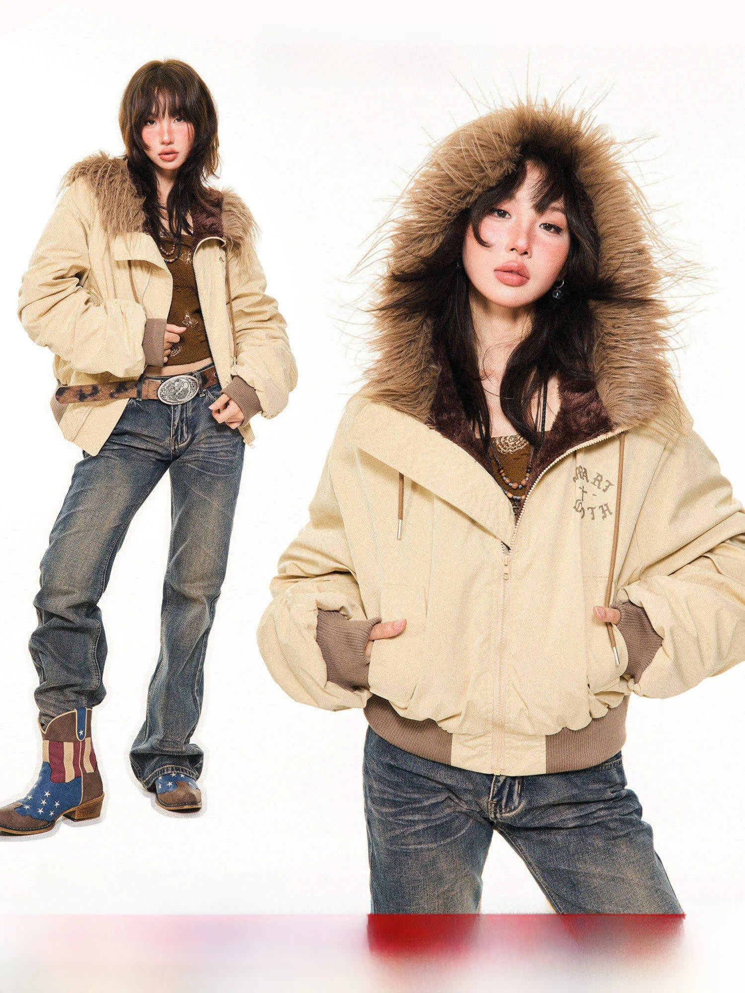 Женская утепленная зимняя хлопковая куртка-парка Young Stage American Street Style с капюшоном, теплым воротником и застежкой-молнией
Женская утепленная зимняя хлопковая куртка-парка Young Stage American Street Style с капюшоном, теплым воротником и застежкой-молнией