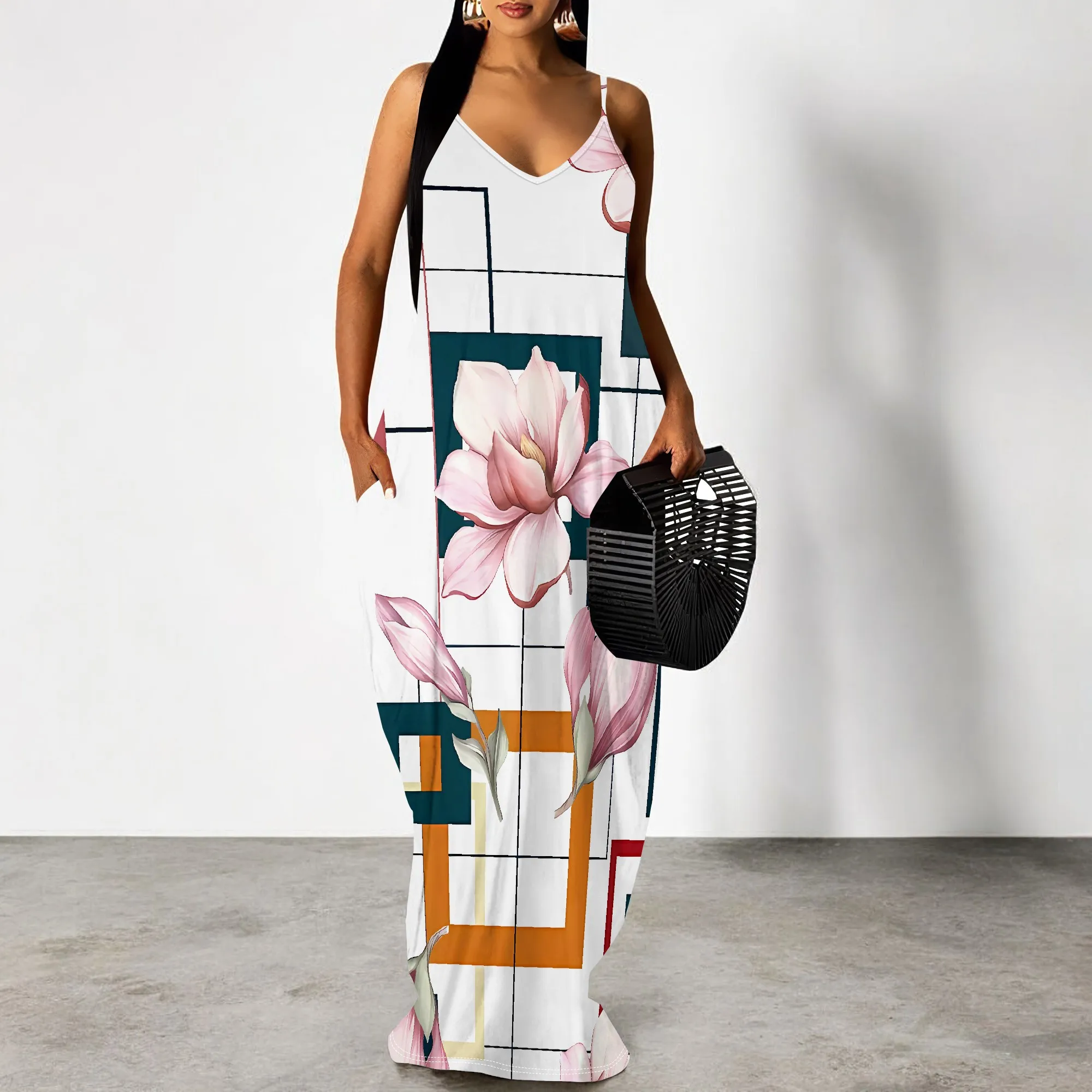 Floral Print Spaghetti Strap Maxi Dress Women Square Pattern Summer Elegant Sundress
Floral Print Spaghetti Strap Maxi Dress Women Square Pattern Summer Elegant Sundress