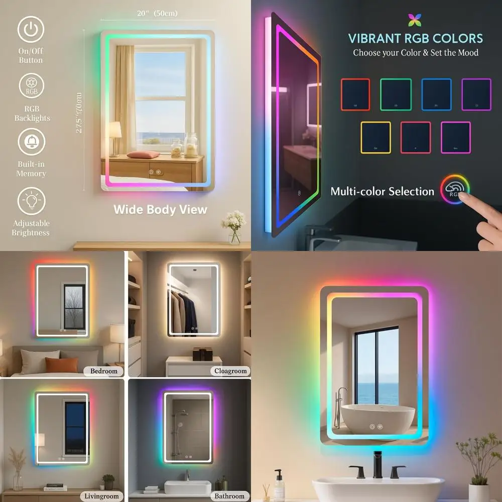 Зеркало для макияжа с RGB-подсветкой, регулируемой яркостью, 16x24, из закаленного стекла, с задней и передней подсветкой
Зеркало для макияжа с RGB-подсветкой, регулируемой яркостью, 16x24, из закаленного стекла, с задней и передней подсветкой