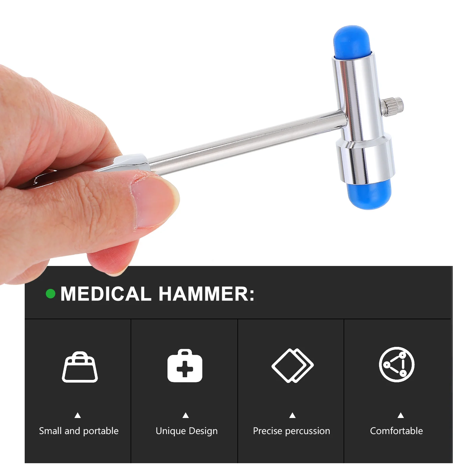 Dual-Head Metal Multipurpose Diagnostic Reflex Hammer Portable Neurological Hammer for Clinical Testing Nerve Examination with
Dual-Head Metal Multipurpose Diagnostic Reflex Hammer Portable Neurological Hammer for Clinical Testing Nerve Examination with