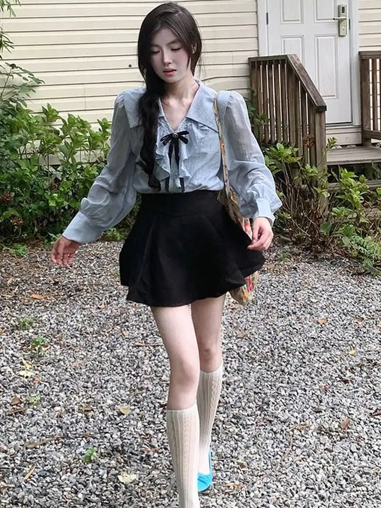 Корейский комплект: блузка и юбка для женщин, осенне-зимний, мягкий, с короткой юбкой, в стиле французского кантри
Корейский комплект: блузка и юбка для женщин, осенне-зимний, мягкий, с короткой юбкой, в стиле французского кантри