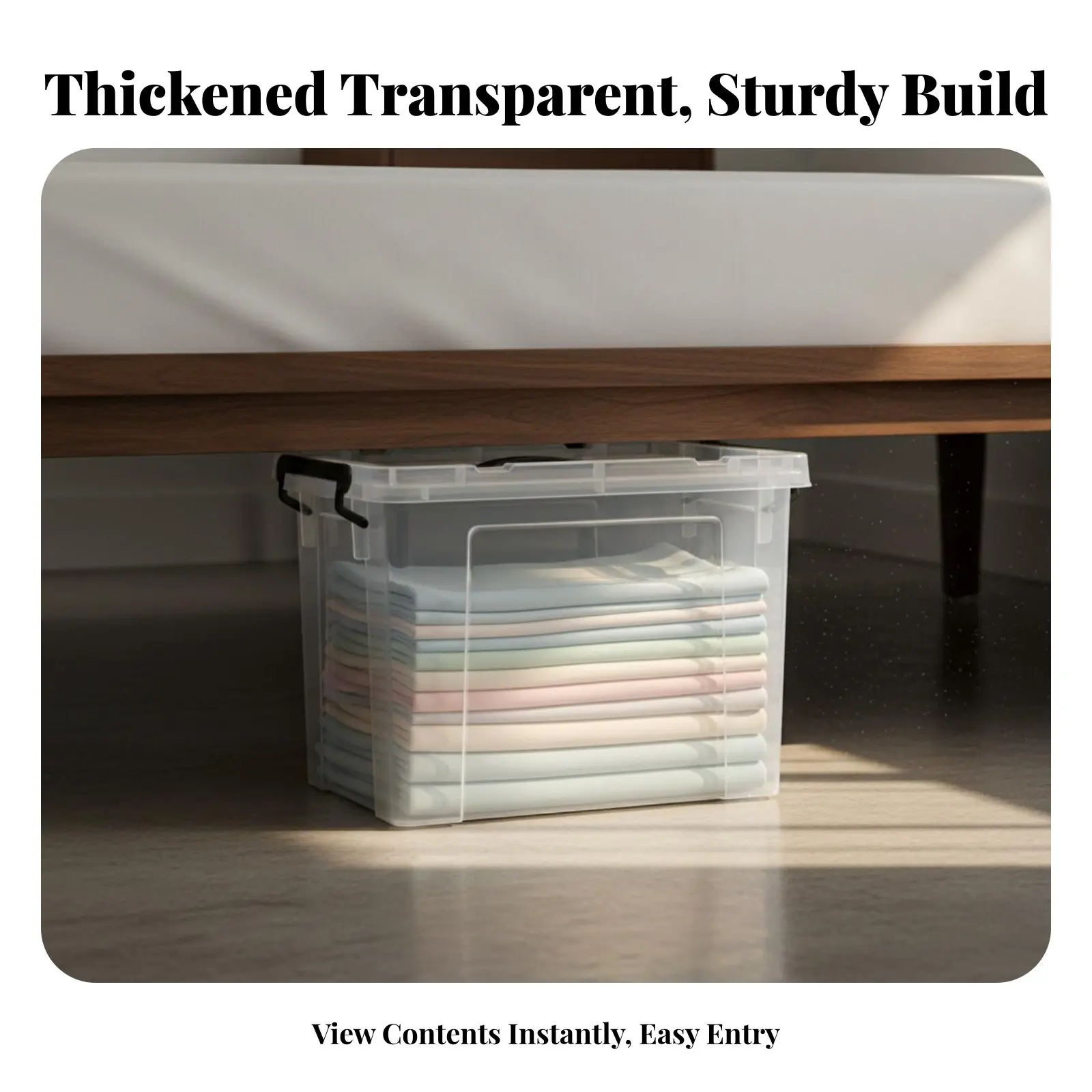 Wheeled Flat container with Lid Space Saving Underbed Container transparent Design adaptable for Students, homeowners, Car Trunk
Wheeled Flat container with Lid Space Saving Underbed Container transparent Design adaptable for Students, homeowners, Car Trunk
