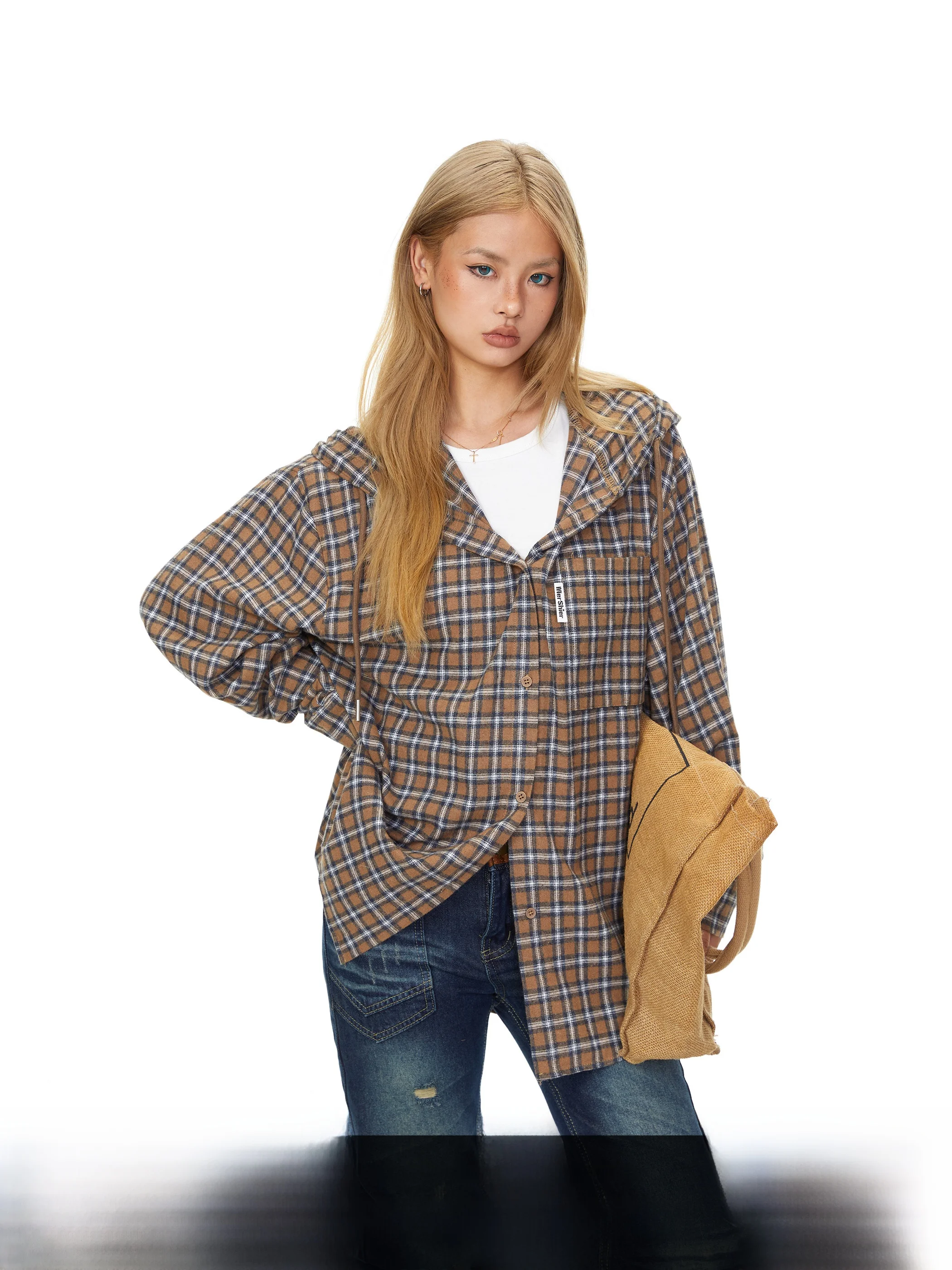 Blabb Plaid Long Sve Hooded irt Women's American Retro Loose Lazy Feel Coat Spring Autumn Seasonal Faion Casual Wear
Blabb Plaid Long Sve Hooded irt Women's American Retro Loose Lazy Feel Coat Spring Autumn Seasonal Faion Casual Wear