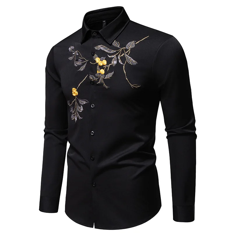 Black Embroidery Floral Shirt Men 2025 Brand New Slim Fit Long Sleeve Button Up Dress Shirts Men Party Business Social Shirt Man
Black Embroidery Floral Shirt Men 2025 Brand New Slim Fit Long Sleeve Button Up Dress Shirts Men Party Business Social Shirt Man