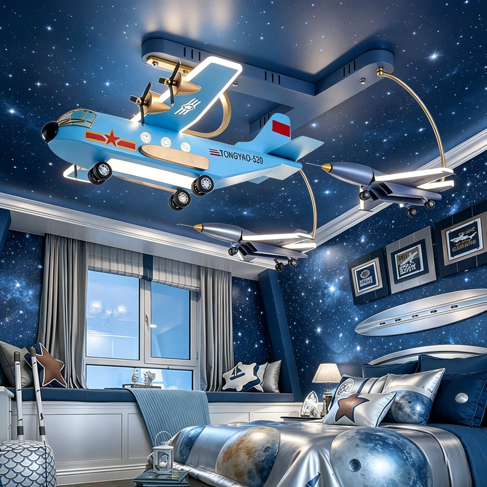 Creative Unique Children's Room Aircraft Ceiling Light Fighter Jet Spaceship Armed Helicopter Bedroom Decorative Pendant Lights
Creative Unique Children's Room Aircraft Ceiling Light Fighter Jet Spaceship Armed Helicopter Bedroom Decorative Pendant Lights