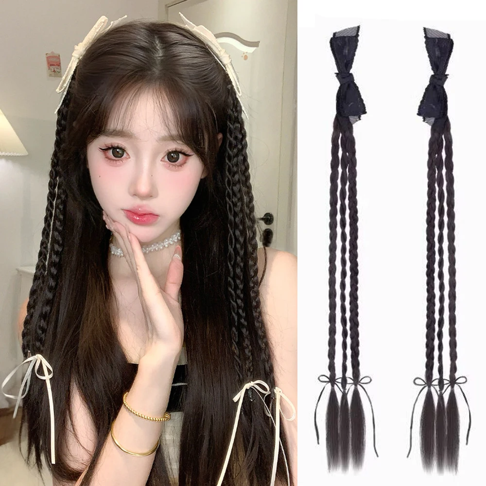 2Pcs Black Ribbon Bow Ponytail Synthetic Hair Heat Resistant Hair Accessories for Women Daily Party Wedding Styling
2Pcs Black Ribbon Bow Ponytail Synthetic Hair Heat Resistant Hair Accessories for Women Daily Party Wedding Styling