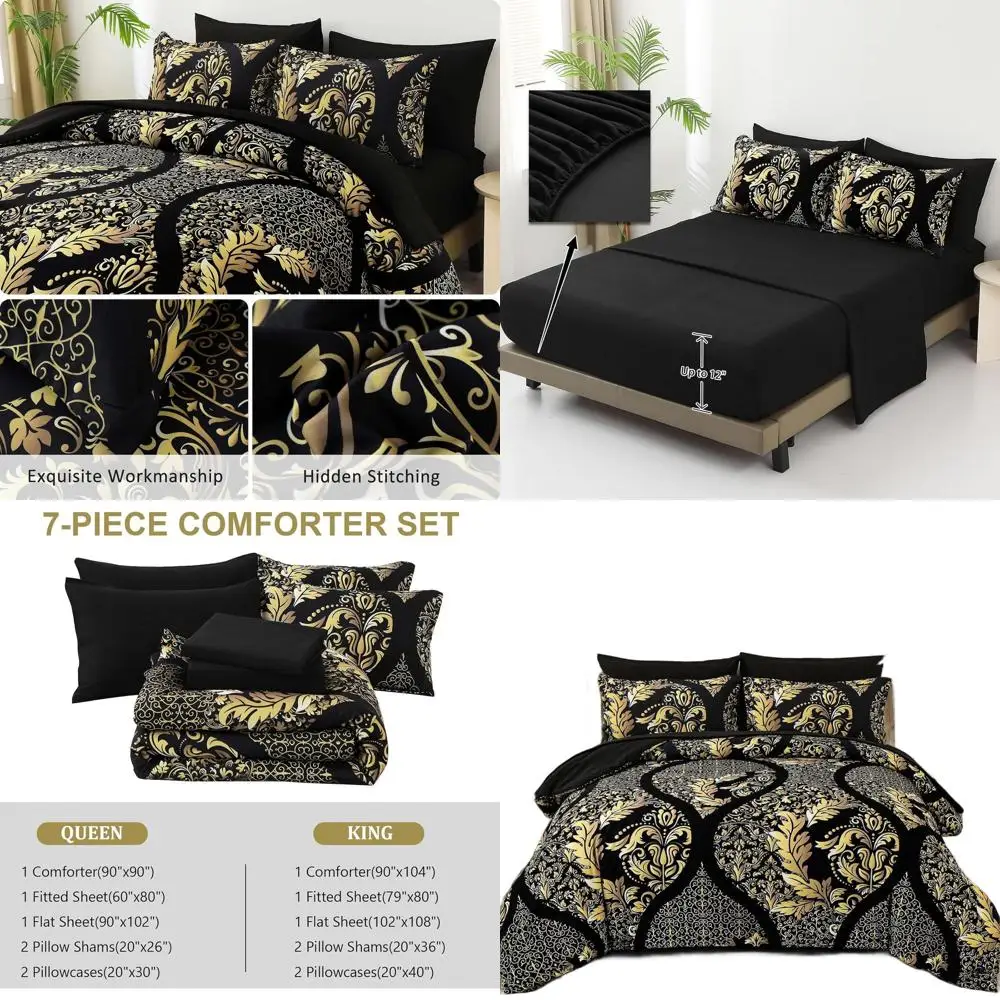 Комплект постельного белья King Size из 7 предметов в богемном стиле с дамасским узором: легкое микрофибровое покрывало для всех сезонов (104x90)
Комплект постельного белья King Size из 7 предметов в богемном стиле с дамасским узором: легкое микрофибровое покрывало для всех сезонов (104x90)