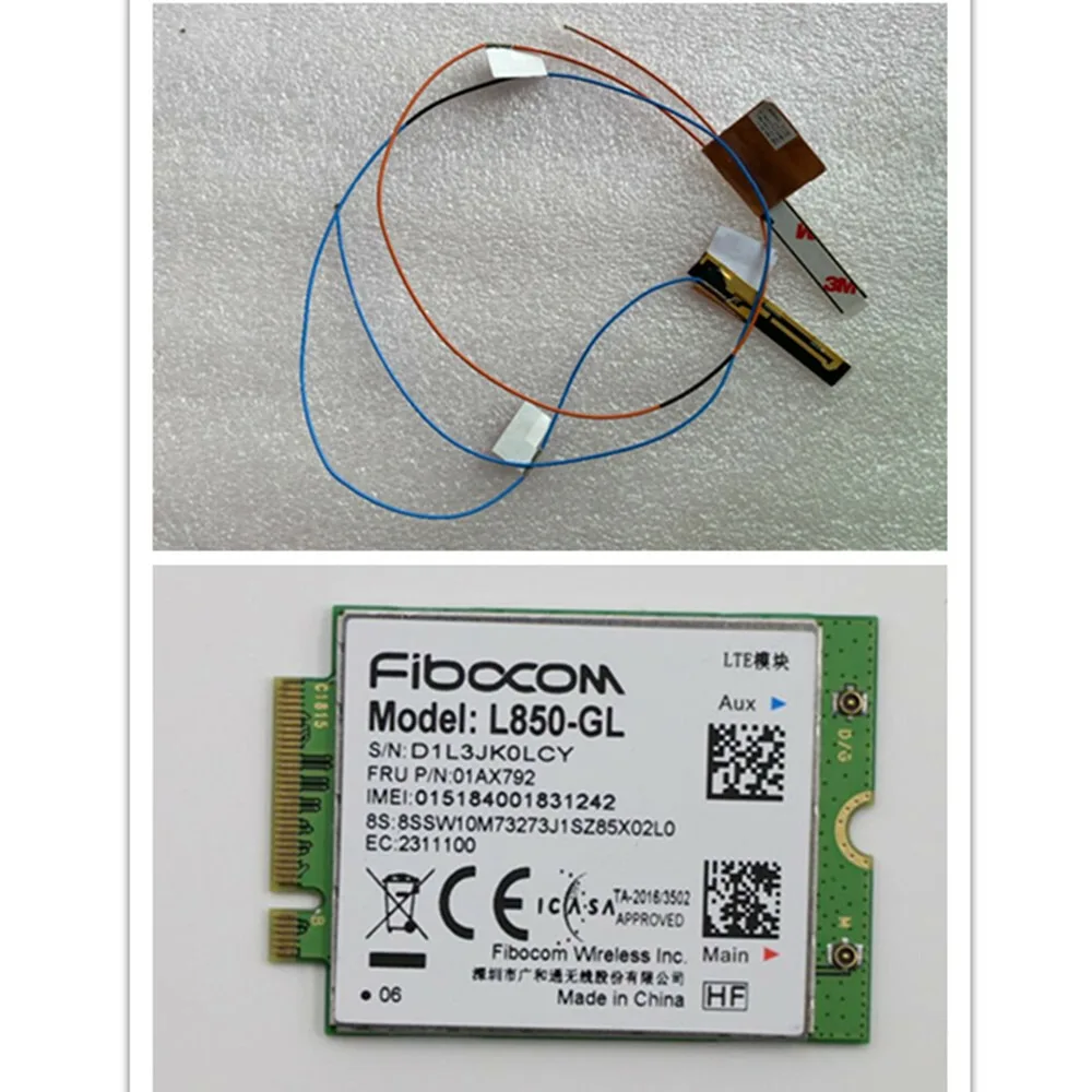 L850-GL 01AX792 WWAN Card+ 4G Antenna for Lenovo Thinkpad T480 A485 01YR494
L850-GL 01AX792 WWAN Card+ 4G Antenna for Lenovo Thinkpad T480 A485 01YR494