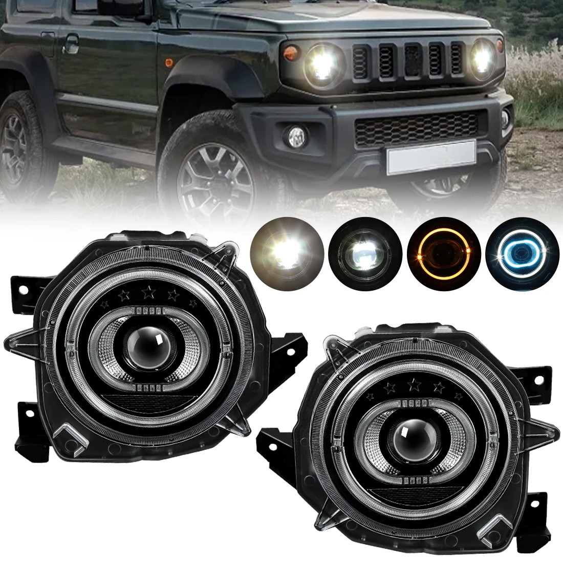 For Suzuki Jimny 2018-2023 LED Headlights High Beam Offroad Front Bumper Driving Lamp Turn Signal Head Light Angel Eye Daylights
For Suzuki Jimny 2018-2023 LED Headlights High Beam Offroad Front Bumper Driving Lamp Turn Signal Head Light Angel Eye Daylights