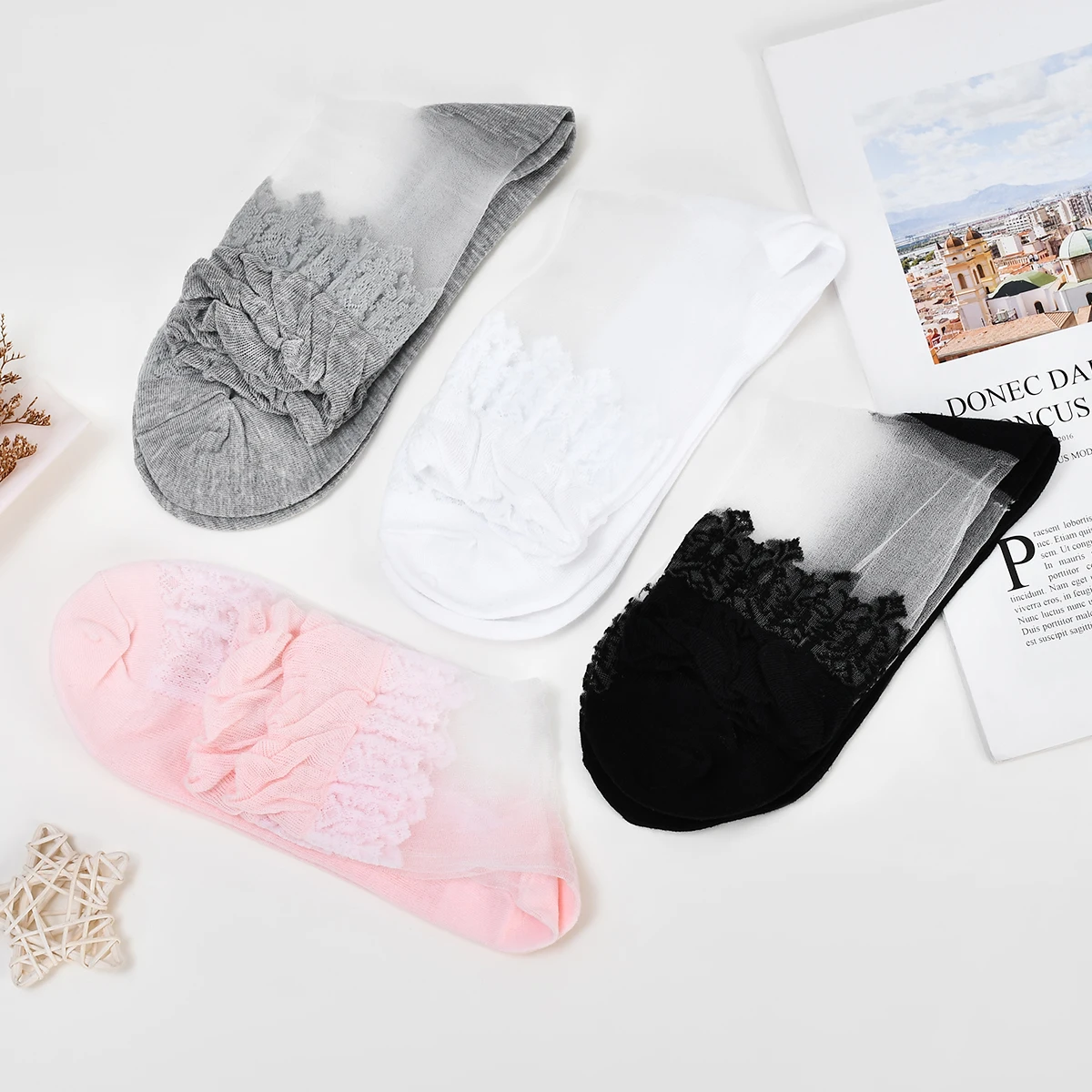 5pairs/lot Women Sockings Summer Ultrasottile Trasparente Lace Socks Nylon Fashion Ladies Girls Breathable Short Ankle Silk Sock
5pairs/lot Women Sockings Summer Ultrasottile Trasparente Lace Socks Nylon Fashion Ladies Girls Breathable Short Ankle Silk Sock
