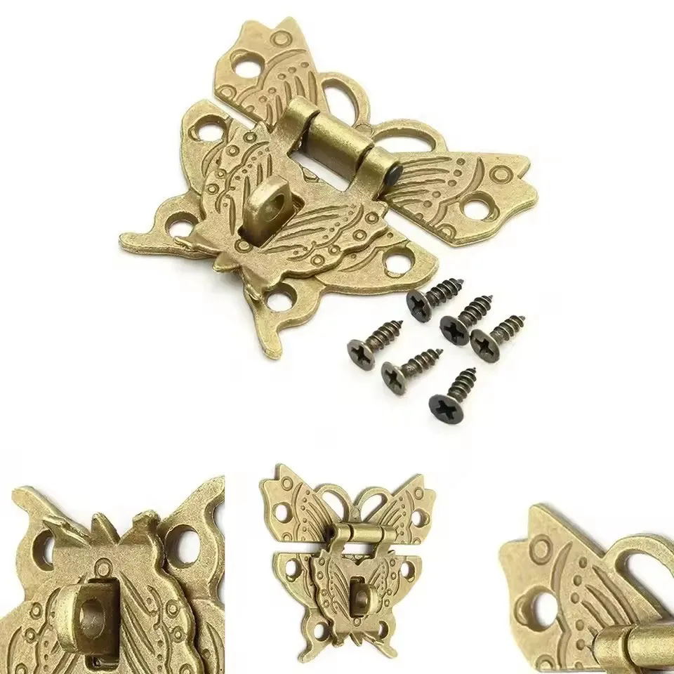 Butterfly Design Antique Gold Colour Hasp Latch Decorative Jewelry Wooden Box Furniture Lock Vintage Hardware Latch
Butterfly Design Antique Gold Colour Hasp Latch Decorative Jewelry Wooden Box Furniture Lock Vintage Hardware Latch