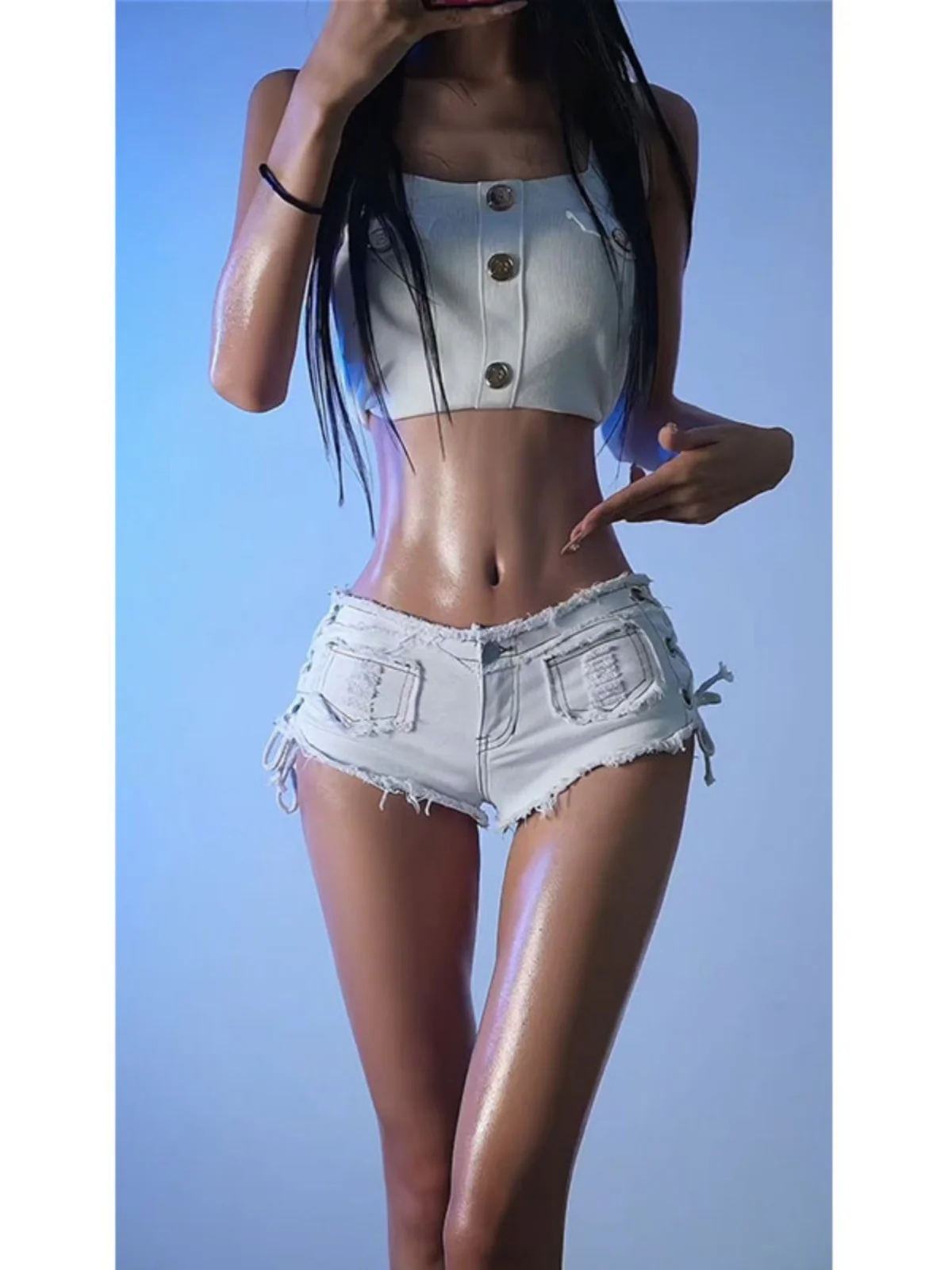 Sexy Spicy Hollow Belted Sliver Jeans Shorts Women's Summer Low Waist Tightening Hip Enhancing Hot Pants Cotton Stretch Denim
Sexy Spicy Hollow Belted Sliver Jeans Shorts Women's Summer Low Waist Tightening Hip Enhancing Hot Pants Cotton Stretch Denim
