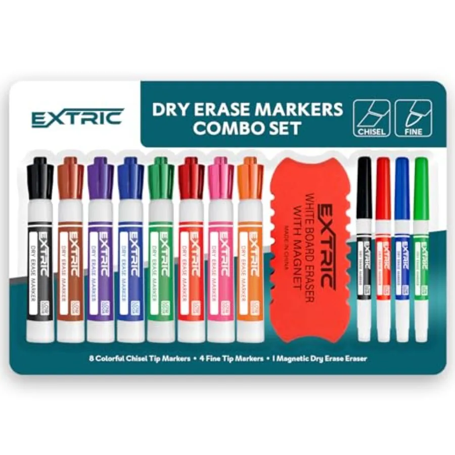 Dry Erase Markers with Eraser, 12-Pack Non-Toxic Whiteboard Marker Set, and, Includes Eraser Kit for Classroom, Teacher and Off
Dry Erase Markers with Eraser, 12-Pack Non-Toxic Whiteboard Marker Set, and, Includes Eraser Kit for Classroom, Teacher and Off