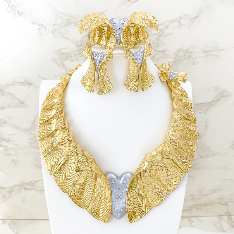 Exaggerated Big Size Choker Collar Necklace Drop Earrings Bracelet Ring 18K Gold Plated Jewelry Set Bridal Wedding Party Gifts
Exaggerated Big Size Choker Collar Necklace Drop Earrings Bracelet Ring 18K Gold Plated Jewelry Set Bridal Wedding Party Gifts