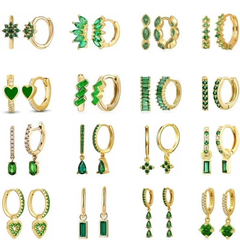 925 Sterling Silver Ear Needle Hoop Earrings Green Crystal Multiple Styles Earring For Fashion Light Luxury Enamel Fine Jewelry
925 Sterling Silver Ear Needle Hoop Earrings Green Crystal Multiple Styles Earring For Fashion Light Luxury Enamel Fine Jewelry
