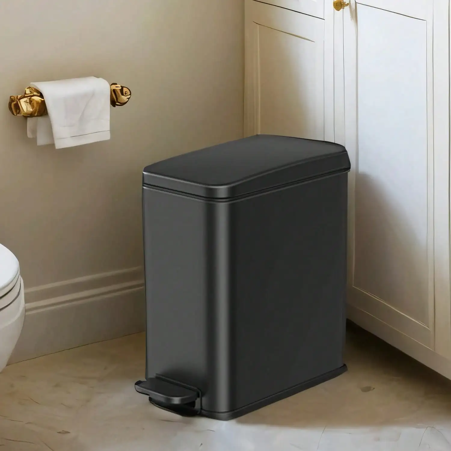 1.3 Gallon Bathroom Trash Can With Lid - Slim Design For Small Spaces,Stainless Steel Garbage Can, Soft Close,5L Small Trash Bin
1.3 Gallon Bathroom Trash Can With Lid - Slim Design For Small Spaces,Stainless Steel Garbage Can, Soft Close,5L Small Trash Bin