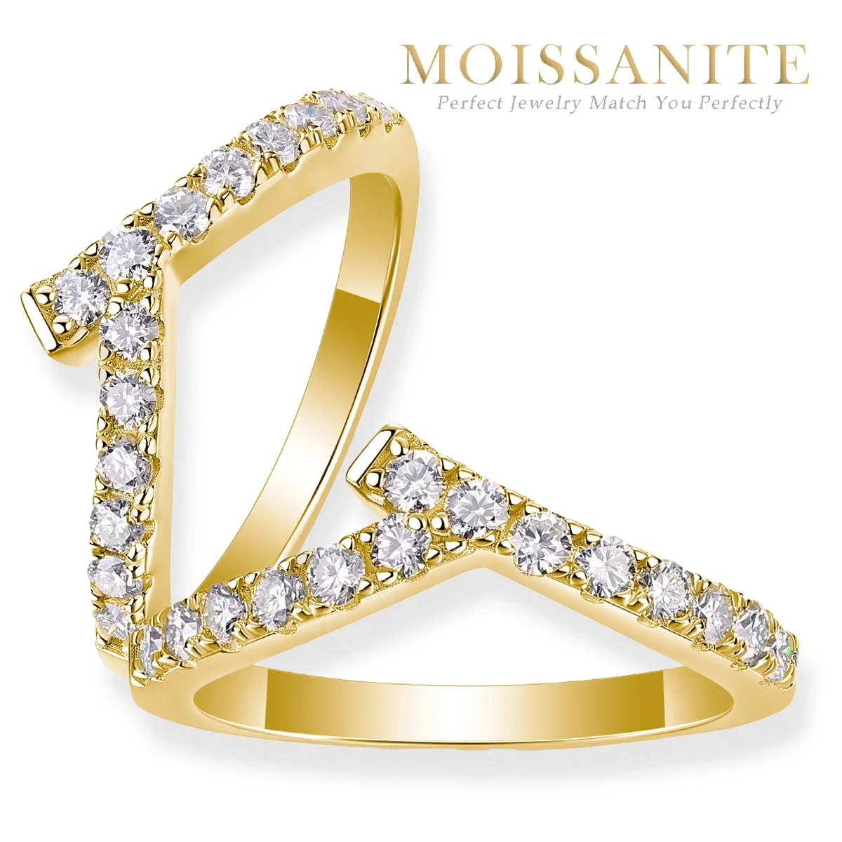 0.36cttw V-Shaped Moissanite Pave Ring - S925 Sterling Silver Gold-Plated, Stunning and Unique Design
0.36cttw V-Shaped Moissanite Pave Ring - S925 Sterling Silver Gold-Plated, Stunning and Unique Design
