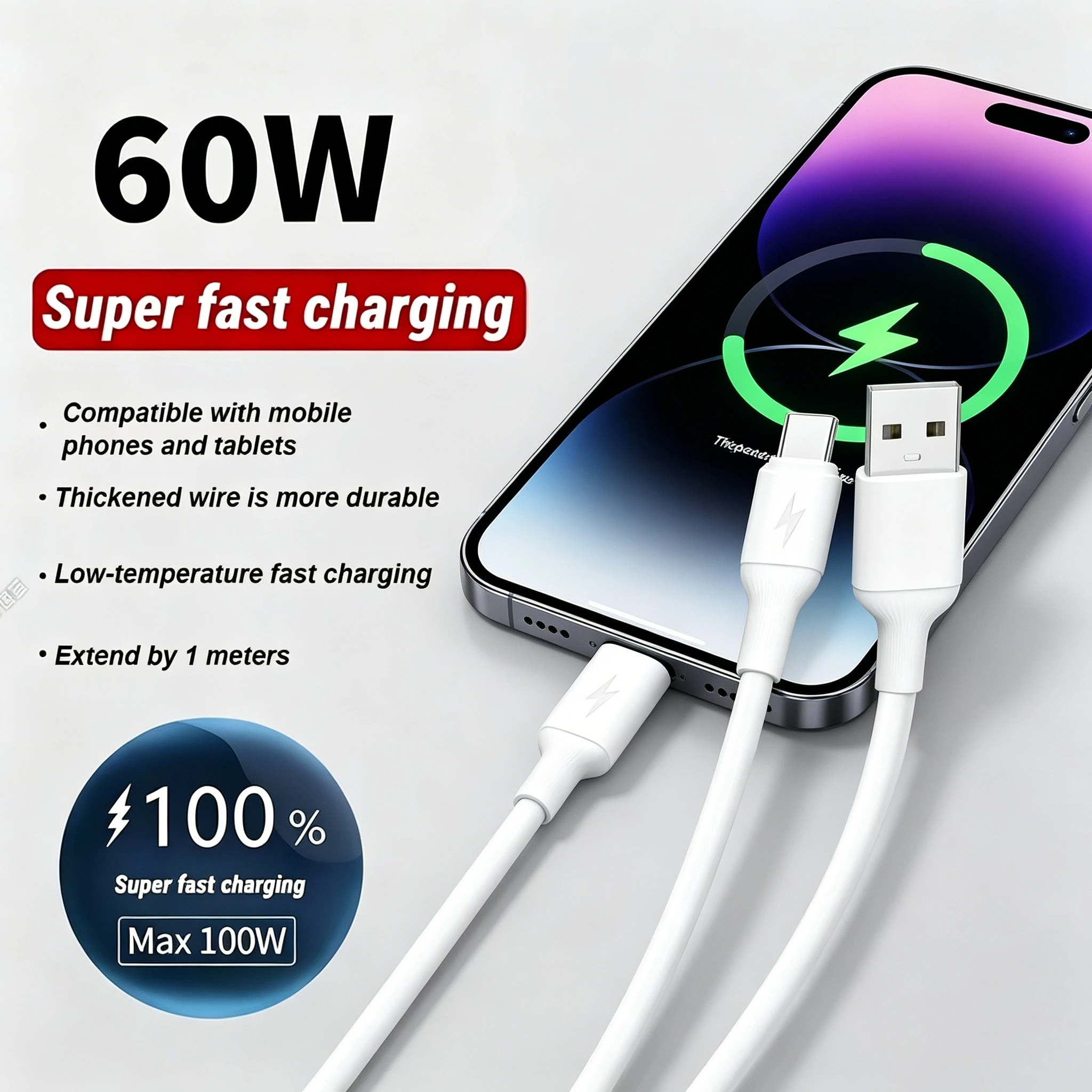 1m Smartphone Fast Charging Cable Fast Charging Cable Type C to C 100W PD Cord for Samsung Galaxy Xiaomi Pad Pro MacBook
1m Smartphone Fast Charging Cable Fast Charging Cable Type C to C 100W PD Cord for Samsung Galaxy Xiaomi Pad Pro MacBook