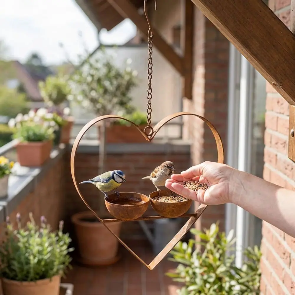 Double Bowl Heart Shape Bird Feeder Iron Art Retro Style Bird Water Drinker Wide-Mouth Large Capacity Bird Feeding Station
Double Bowl Heart Shape Bird Feeder Iron Art Retro Style Bird Water Drinker Wide-Mouth Large Capacity Bird Feeding Station