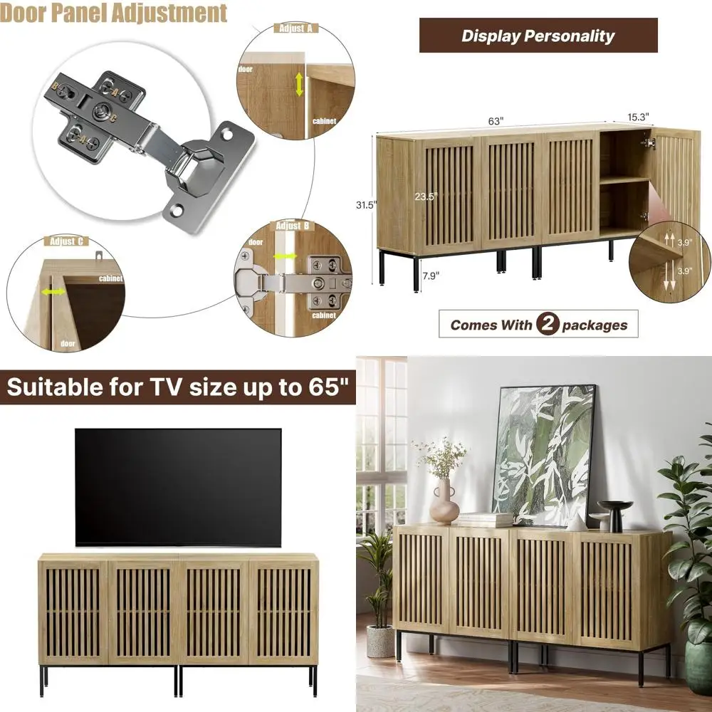 Oak Storage Cabinet & Adjustable Shelving Set, 2-Piece Metal Base Dining Table, 4-Door Sideboard Coffee Bar for Kitchen, Dining,
Oak Storage Cabinet & Adjustable Shelving Set, 2-Piece Metal Base Dining Table, 4-Door Sideboard Coffee Bar for Kitchen, Dining,