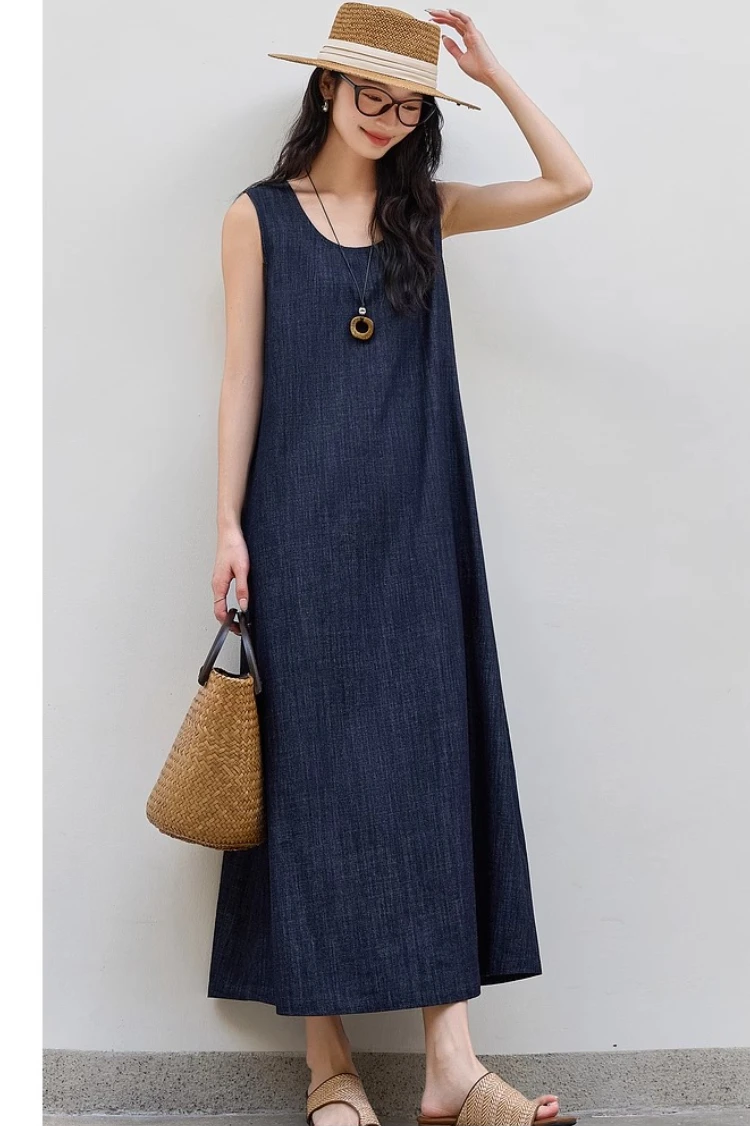 VIMLY Midi Dresses 2025 New Women Autumn Vintage Denim Sleeveless Dress Pure Cotton Loose Ladies Dresses Female Clothing M9821
VIMLY Midi Dresses 2025 New Women Autumn Vintage Denim Sleeveless Dress Pure Cotton Loose Ladies Dresses Female Clothing M9821