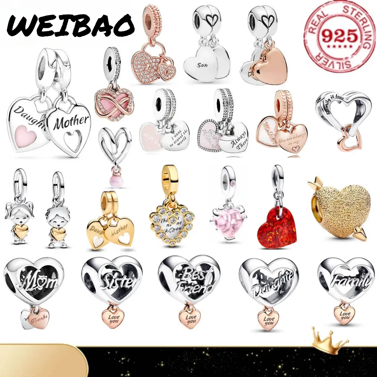 Luxurious 925% pure silver double-love pendant for mother-daughter family design - women's jewelry bracelet DIY accessory gift
Luxurious 925% pure silver double-love pendant for mother-daughter family design - women's jewelry bracelet DIY accessory gift