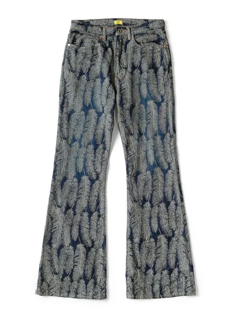 New Japanese Style Hirata and Hiroshi Casual Men's Women's Loose Denim Jacquard Feather Flared Pants Versatile
New Japanese Style Hirata and Hiroshi Casual Men's Women's Loose Denim Jacquard Feather Flared Pants Versatile