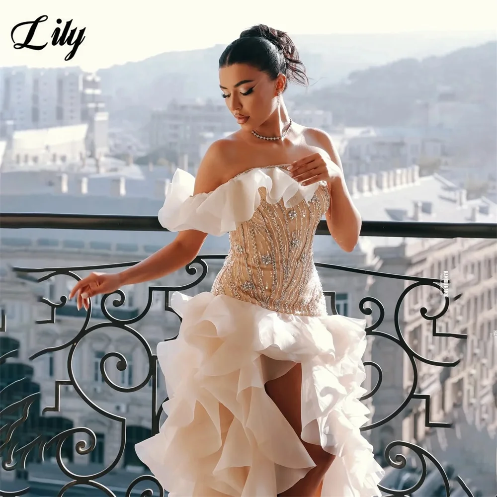 Lily Beige Party Dress One Shoulder with Crystal Evening Dress Tiered Ruffled فساتين السهرة Gala Dress Customize
Lily Beige Party Dress One Shoulder with Crystal Evening Dress Tiered Ruffled فساتين السهرة Gala Dress Customize