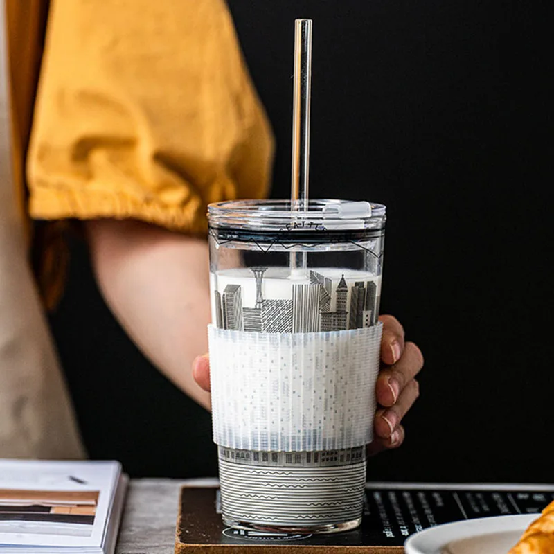 Clear Tumbler Straw Cup Bottle Creative Glass Juice Cup with Straw High Temperature Resistance Minimalism Kitchen Supplies
Clear Tumbler Straw Cup Bottle Creative Glass Juice Cup with Straw High Temperature Resistance Minimalism Kitchen Supplies