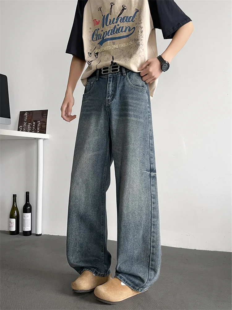 Loose Straight Leg Wide Leg Jeans Men's American Cleanfit Slimming Drapey High Street Casual Long Trousers
Loose Straight Leg Wide Leg Jeans Men's American Cleanfit Slimming Drapey High Street Casual Long Trousers