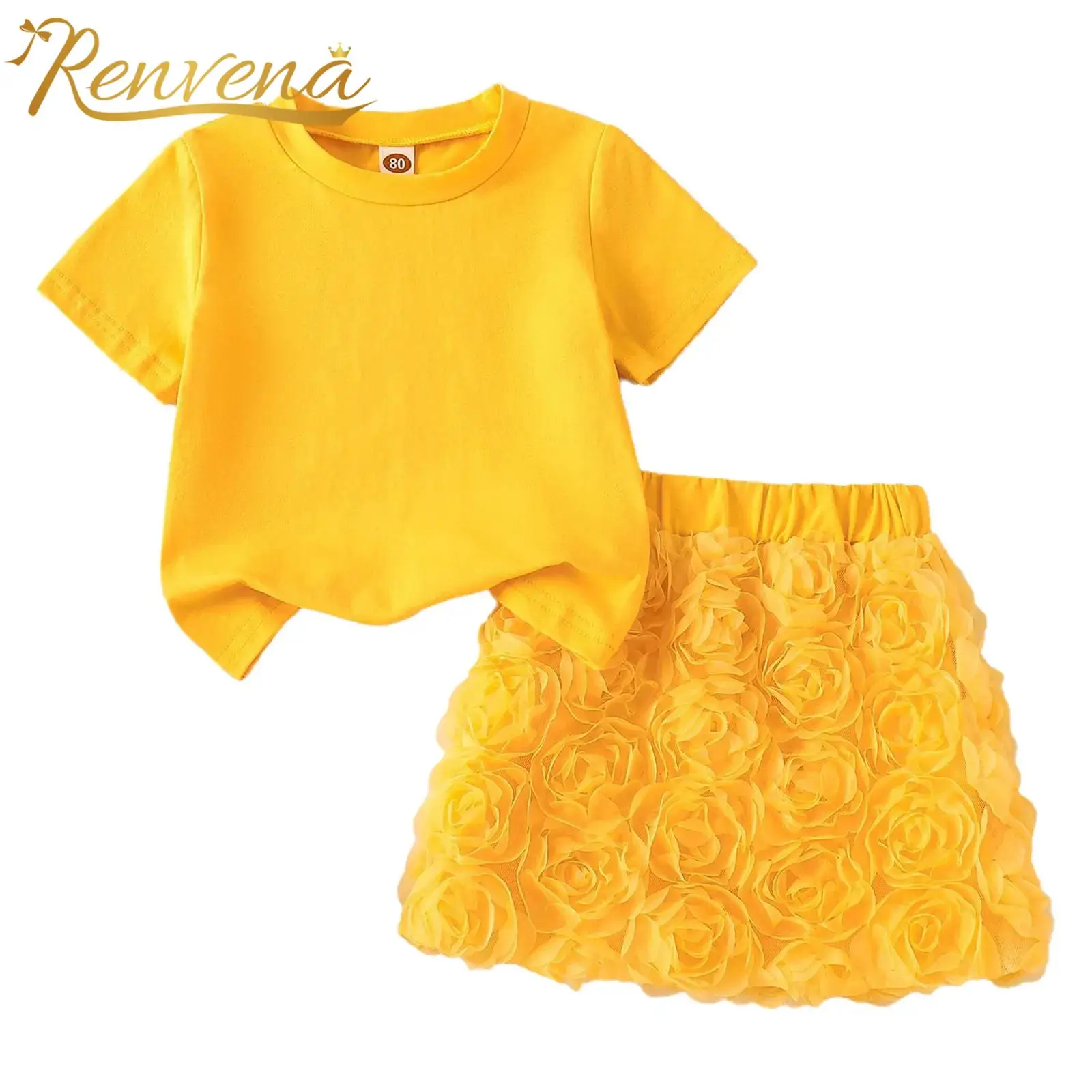 Summer Child 2pcs Short Sleeve Solid Color T-shit Top Skirt Suits Kids Birthday Outfits Girls Flower Applique Daily Clothes Sets
Summer Child 2pcs Short Sleeve Solid Color T-shit Top Skirt Suits Kids Birthday Outfits Girls Flower Applique Daily Clothes Sets