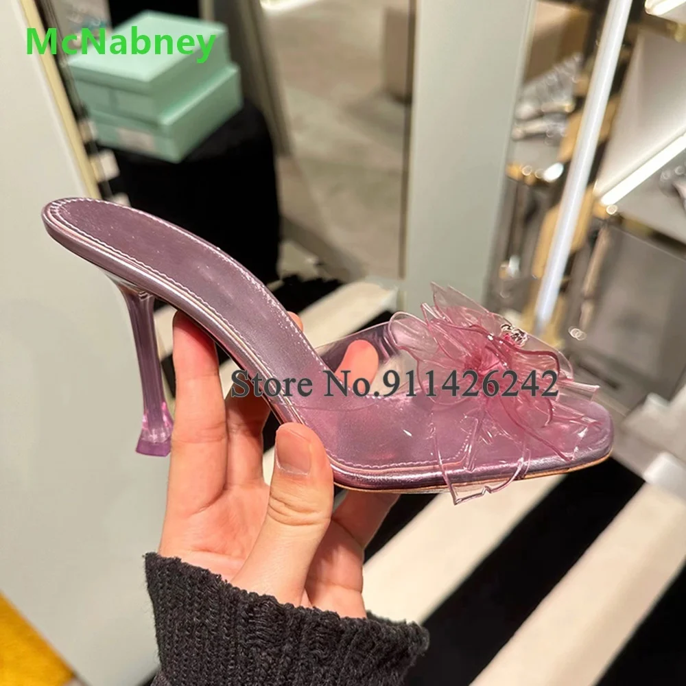 Pink Transparent PVC Flower Design Slippers For Female Women 2024 New Arrivals Thin High Heel Peep Toe Outside Fashion Shoes
Pink Transparent PVC Flower Design Slippers For Female Women 2024 New Arrivals Thin High Heel Peep Toe Outside Fashion Shoes