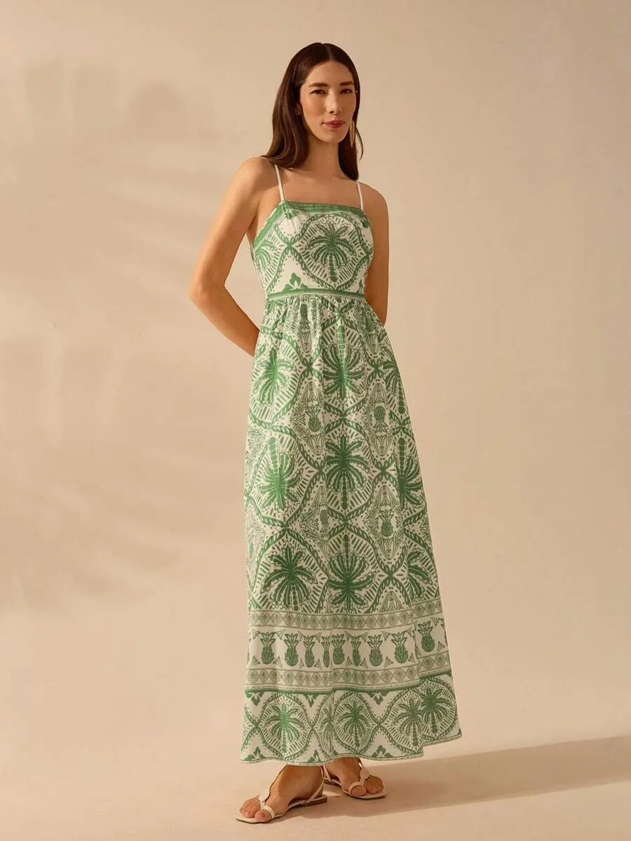 2026 Summer New Bohemian Style Beach Vacation Women's Long Dress, Fashionable Printed Thin Shoulder Strap Backless Loose Dress
2026 Summer New Bohemian Style Beach Vacation Women's Long Dress, Fashionable Printed Thin Shoulder Strap Backless Loose Dress