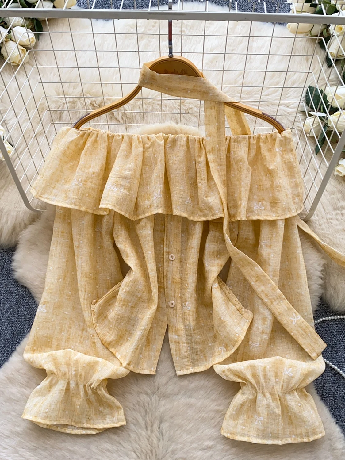 Sweet Knot Blouse Women's Spring Commute Style Loose Fit Long Sleeve One-Shoulder Bell Sleeve Polyester Fiber
Sweet Knot Blouse Women's Spring Commute Style Loose Fit Long Sleeve One-Shoulder Bell Sleeve Polyester Fiber