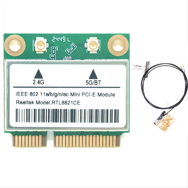 mini PCIe RTL8821CE 802.11AC Wi-Fi+BT 4.0 433Mbps WIFI card 4.0 Bluetooth 2.4GHz 5GHz dual-band 802.11AC wifi Adapter RTL8821
mini PCIe RTL8821CE 802.11AC Wi-Fi+BT 4.0 433Mbps WIFI card 4.0 Bluetooth 2.4GHz 5GHz dual-band 802.11AC wifi Adapter RTL8821