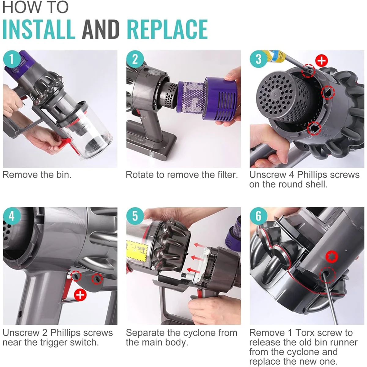 RATE-eDust Bin & Bin Runner Replacement for Dyson V10 SV12 Vacuum Bin Cyclone Baffle Dust Bucket Part No.969509-02 with
RATE-eDust Bin & Bin Runner Replacement for Dyson V10 SV12 Vacuum Bin Cyclone Baffle Dust Bucket Part No.969509-02 with