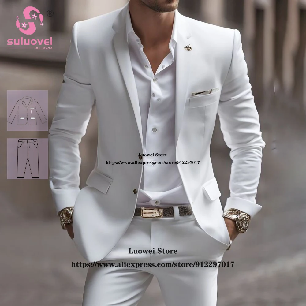 Elegant Groom Wedding White Suits For Men Slim Fit 2 Piece Jacket Pants Set Formal Groomsmen Notch Lapel Tuxedo Vestido De Novia
Elegant Groom Wedding White Suits For Men Slim Fit 2 Piece Jacket Pants Set Formal Groomsmen Notch Lapel Tuxedo Vestido De Novia