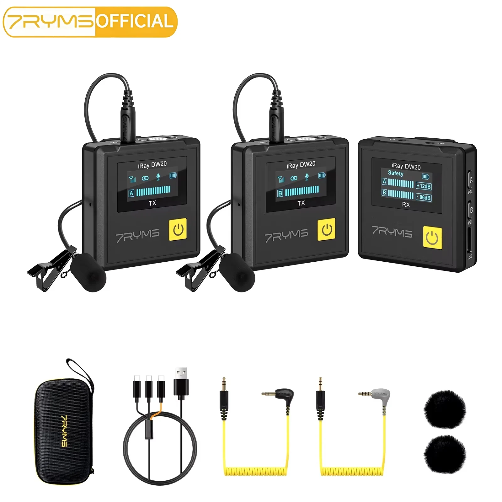 7RYMS iRay DW20 Wireless Lavalier Microphone, 2.4G Lapel Mic for Camera Phone Video Interview YouTube Live Streaming tiktok
7RYMS iRay DW20 Wireless Lavalier Microphone, 2.4G Lapel Mic for Camera Phone Video Interview YouTube Live Streaming tiktok