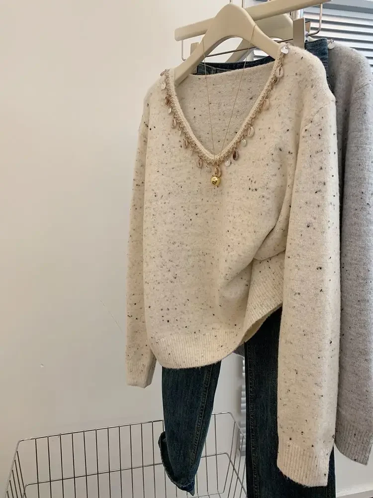 Fashion All Match Pullovers V Neck Long Sleeve Patchwork Tassel Sweater Spring Autumn Vintage Design Casual Loose Women Clothing
Fashion All Match Pullovers V Neck Long Sleeve Patchwork Tassel Sweater Spring Autumn Vintage Design Casual Loose Women Clothing