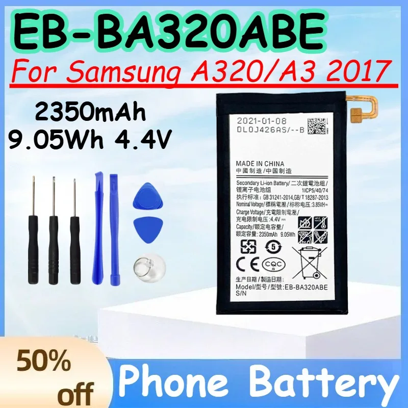 EB-BA320ABE 2350mAh 9.05Wh 4.4V Battery for Samsung A320/A3 2017 Replace Mobile Phone Battery+Free Tools
EB-BA320ABE 2350mAh 9.05Wh 4.4V Battery for Samsung A320/A3 2017 Replace Mobile Phone Battery+Free Tools