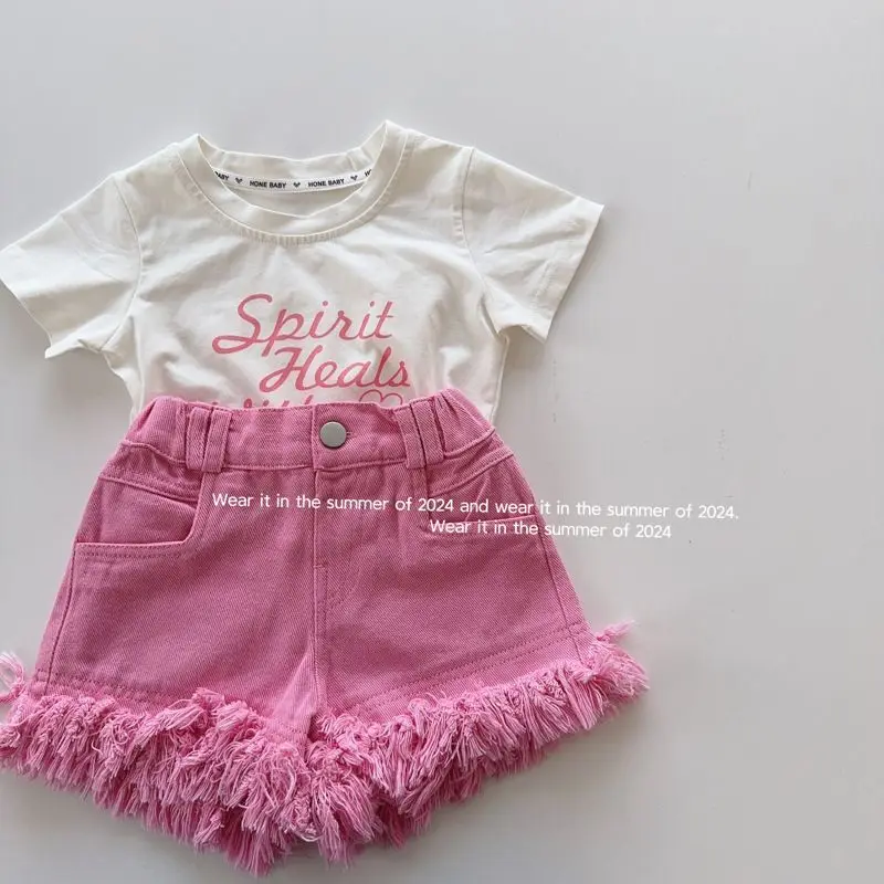Summer Girls' Tassel Denim Shorts Korean New Children's High Waist Loose Jeans Short Pants Girl Fashion Thin Hotpants 2-7Years
Summer Girls' Tassel Denim Shorts Korean New Children's High Waist Loose Jeans Short Pants Girl Fashion Thin Hotpants 2-7Years